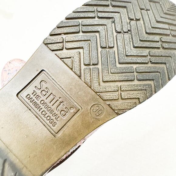 Sanita Printed Rose Pink Leather Professional Clogs Size 39 - Picture 3 of 5